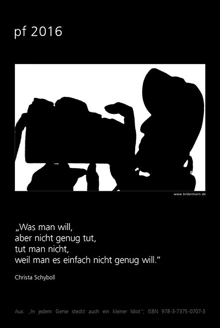 "Was man will, aber nicht genug tut, tut man nicht, weil man es einfach nicht genug will." (Christa Schyboll) &ndash; Bildermanns Foto des Monats Januar 2016 (&copy; by Bildermann 2016)